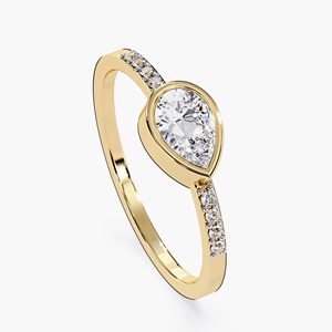 Bague solitaire de luxe en or massif 14 carats avec diamant de laboratoire de 1,50 carat, clarté VS1, couleur F, taille poire, certifié IGI - Product Image 3