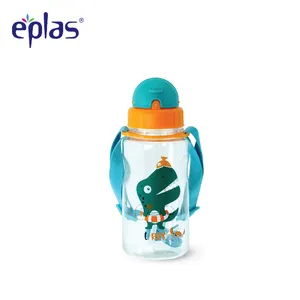 Eplas Trendy Classic Design Dinosaur Kids Cartoon Printing Tritan Drinkware Water Bottle With Flip Cover and Silicon Straw