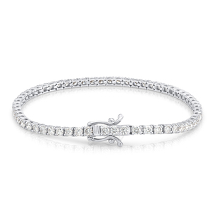 Pulsera de tenis con diamante cultivado en laboratorio de 3.3 CT, certificado IGI, oro blanco de 10K con baño de rodio, joyería fina clásica para uso diario, regalo elegante - Product Image 4