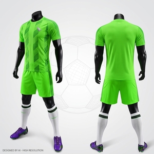 Ensemble de maillots de football pour adultes en néon vert personnalisé ODM, sublimation, vente en gros, maillot et short de football respirants - Product Image 1