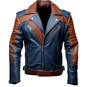 Veste de moto en cuir PU pour homme, style classique, look motard, vêtements de moto tendance, veste en cuir décontractée. - Product Image 2