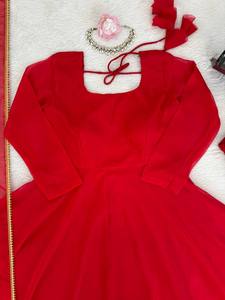 Luxury Plain <b>Red</b> Organza Lehenga Choli Gold Lace Border Dupatta Indian Wedding Party Wear Flared <b>Saree</b> Set Pakistani Dress - Product Image 6