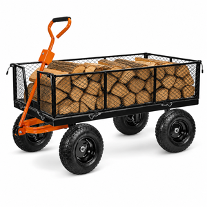 OEM Garden Wagon Cart 1200lb Capacity Steel Mesh Utility Cart with Removable Sides 10" Pneumatic Tires Yard <b>Trolley</b> ODGGAD011 - Product Image 1