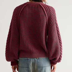 Custom Logo Women Solid Color Cable Knitted Pullover Turtleneck Full Sleeve Thick Acrylic Hand Knitted Casual Winter Sweaters - Product Image 2