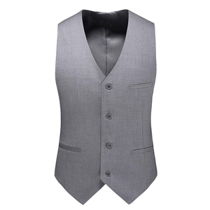 Mens Formal Vneck Waistcoat Single Breasted Solid Color Polyester <b>Vest</b> with Anti-Wrinkle Button Detail for Suits Autumn Wear - Product Image 6