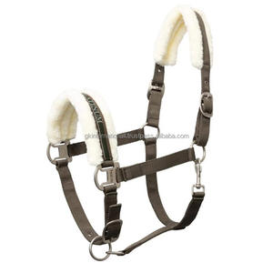 Comfortable handcrafted Nylon Horse Halter with soft fleece <b>padding</b> at noseband and crown satin buckle adjustable snap halter - Product Image 1