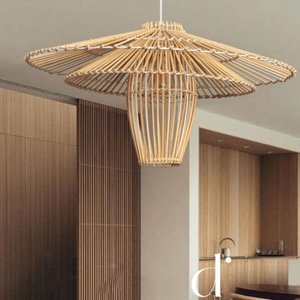 Luminaire de plafond en rotin avec design tressé à la main, matériau naturel et éclairage ambiant chaleureux, idéal pour la décoration intérieure - Product Image 3