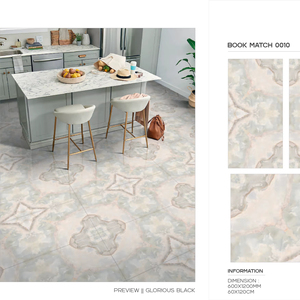 Azulejos de cerámica Bookmatch de 600x1200 mm con diseño de veta continua para paredes decorativas en oficinas comerciales, vestíbulos y residencias de lujo. - Product Image 1