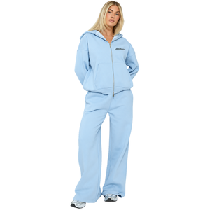 Womens Zip Hoodie Tracksuit Sets Relaxed Sweatshirt Wide Leg <b>Trousers</b> Drawstring Waist Casual Two Piece Lounge Outfits Wholesale - Product Image 1