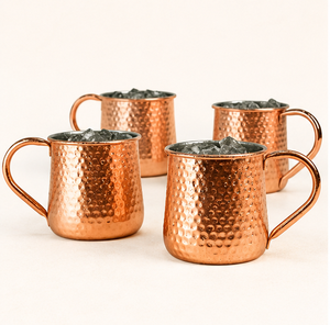 Juego de 4 tazas Moscow Mule de cobre 100% puro al por mayor, vasos de cóctel con acabado martillado y asas de latón remachadas, artículos de bar de cobre - Product Image 2