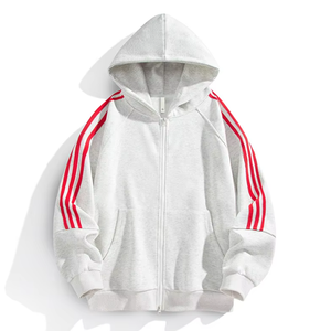 Sweat-shirt à capuche surdimensionné pour homme, manches rayées, style sportif, tissu en molleton français, vêtements d'automne - Product Image 4