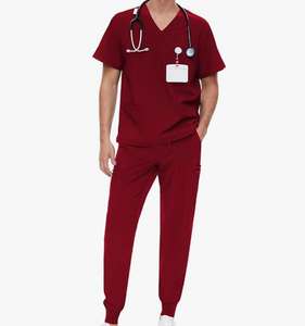 Vente en gros de tenues médicales personnalisées avec logo OEM pour hommes et femmes, comprenant un haut et un pantalon de jogging, en coton et polyester extensible, avec fonction de détection d'aiguilles - Product Image 3