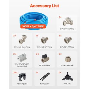 Kit Tubazioni Aria Compressa 30m x 19mm in HDPE e Alluminio, Sistema di Tubazioni Pneumatiche Anti-Perdita e Resistenti alla Pressione - Product Image 2