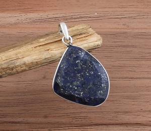 Natural <b>Lapis</b> <b>Lazuli</b> Hexagon Charms 925 Sterling Silver Fancy Shield Shape Blue Gemstone Vintage Platinum Plated Necklace for - Product Image 1