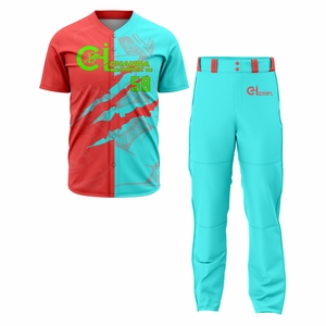 Uniforme de baseball personnalisé OEM, logo d'équipe personnalisé, nom, 100% polyester respirant, séchage rapide, manches courtes, poches, unisexe, adulte - Product Image 1