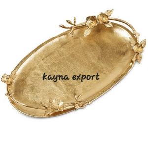 Bandeja dorada decorativa elegante para comida y servicio de dulces, uso al por mayor, pedido personalizado, nuevas bandejas de diseño martillado para decoración - Product Image 6