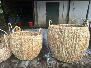 Premium BLUE LOTUS Export Water Hyacinth Basket Sustainable Woven Multipurpose Container 50x40x30cm Multiple Section - Product Image 2