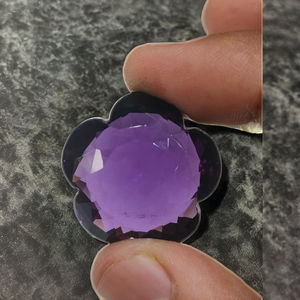 Améthyste brésilienne naturelle à facettes mise en page de fleurs pierres précieuses tendance fabrication de bijoux en argent pierres précieuses en vrac - Product Image 3