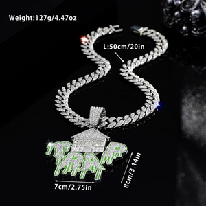 Briva Jewels Miami Cuban Link Chain for Men Iced Out <b>Silver</b> Bling Moissanite Luxury IGI Certified <b>Choker</b> Necklace - Product Image 6