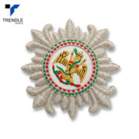 Patch en tissu de laine brodé 3D fait main de forme irrégulière avec motif de dragon doré à coudre par TRENDLE SPORTS