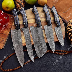 Juego de Cuchillos de Chef Profesionales de Acero de Damasco, Forjados a Mano, 5 Piezas, Ligeros, Duraderos, Afilados como una Navaja, Ambidiestros, con Funda de Cuero - Product Image 4