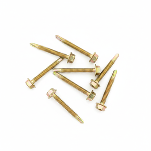 Yellow Zinc Plated <b>Hex</b> Washer Head Self-Drilling Screws Coarse Thread Carbon Steel C1022A Property Class 8.8 - Product Image 1