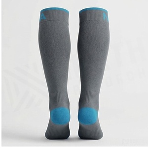 North Approach <b>Knee</b> <b>High</b> Running <b>Socks</b> Gray Blue Breathable Knitted for Adults Summer Sport Use - Product Image 2