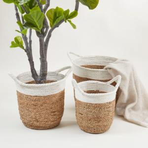 Ensemble de 3 paniers tissés rustiques faits à la main, paniers de rangement, vente en gros, écologiques, fabriqués au Vietnam - Product Image 2