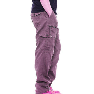 Pantalon cargo pour homme, taille élastique, plusieurs poches, en toile, coupe droite décontractée, respirant, poids moyen, pour l'automne - Product Image 4