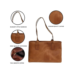 <b>Leather</b> Everything Tote Bag for Women | Genuine <b>Leather</b> Laptop Office Shoulder Handbag Vintage Brown <b>Briefcase</b> for Selling. - Product Image 2