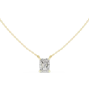 Pendentif solitaire en diamant de laboratoire taille radiant, or massif 10K 14K 18K, bijoux fins pour femme, accessoires, cadeau, chaîne incluse - Product Image 1