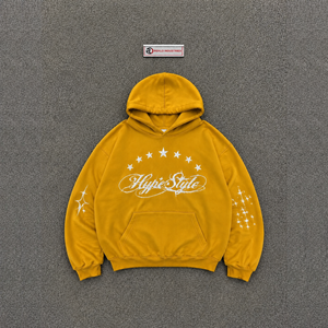 เสื้อฮู้ดดี้โอเวอร์ไซส์พรีเมียมสำหรับผู้ชาย ปรับแต่งได้ ปักลายได้ ผ้าฝ้ายสีเหลือง เฟรนช์เทอร์รี่ สตรีทแวร์ ดีไซน์กระเป๋าเก๋ไก๋ - Product Image 5