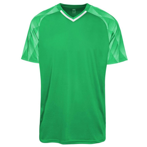 เสื้อฟุตบอลคอวีสีเขียวแบบยูนิเซ็กซ์สั่งทำพิเศษ แขนสั้น ระบายเหงื่อได้ดี ผลิตจากโพลีเอสเตอร์ 100% ทรงปกติสำหรับผู้ใหญ่ - Product Image 1