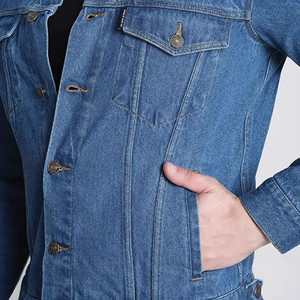 Denim Jacket for Men Light <b>Blue</b> Vintage Winter Style Custom Street Wear High Quality Outerwear Stand Collar <b>Canvas</b> - Product Image 5