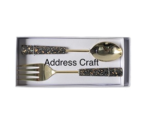 Personalized Stainless Steel Gold Plated <b>Salad</b> <b>Server</b> With Terrazzo Handle Cutlery Spoon & Fork <b>Salad</b> Serving Tableware Cutlery - Product Image 1