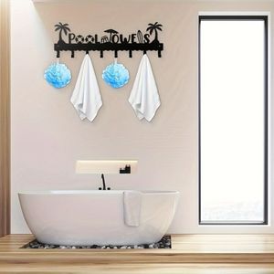 CIFbuy1 Portasciugamani Moderno da Piscina con 8 Ganci in Ferro Fatti a Mano, Antiruggine, Montaggio a Parete, Molto Pratico e con Riscaldatore Incluso - Product Image 2