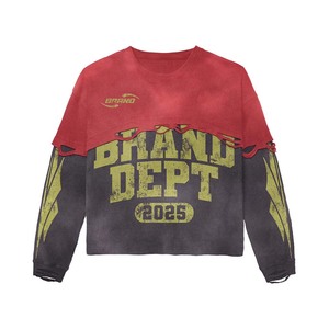 เสื้อยืดผู้ชายผ้าฝ้าย 100% ทรงหลวม พิมพ์ลายสองชั้น เสื้อยืดแขนยาวผู้ชาย ผ้าไหมสั่งทำพิเศษ ป้องกันขนร่วง ระบายอากาศได้ดี พร้อมลายตัวอักษร - Product Image 4