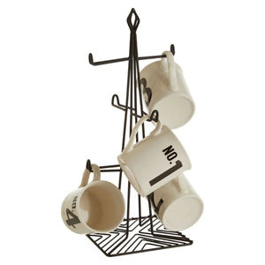 Support à tasses moderne en métal finition argentée pour 6 tasses, organisateur de tasses à café et à thé, support à tasses, économiseur d'espace, accessoire de rangement de cuisine - Product Image 4