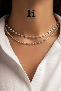 สร้อยคอเทนนิสเพชรทรงกลมหรูหรา ประดับขอบเพชร ทองคำขาว 14K พร้อมสร้อยคอแบบโชคเกอร์ สำหรับผู้หญิง เครื่องประดับคุณภาพสูง ขายส่ง - Product Image 3