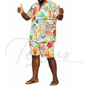 Nouvel ensemble chemise et short hawaïen grande taille pour homme – Imprimé décontracté à manches courtes pour l'été - Product Image 5