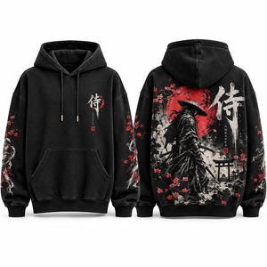 Sudadera con Capucha Negra para Hombre, Estilo Urbano, Oversize, de Algodón, con Bordado Personalizado, Proveedor Mayorista - Product Image 1