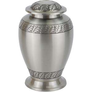 โกศบรรจุอัฐิรูปทรงโดม งานฝีมือโลหะโบราณ ลายใบไม้สลัก ราคาขายส่ง - Product Image 1