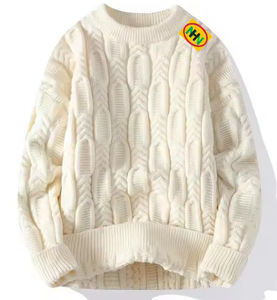 Suéter de lana/acrílico personalizado para hombre, talla grande, cuello tipo almohada, teñido liso, para invierno cálido - Product Image 4