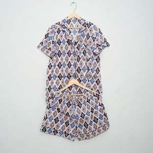 Conjunto de Pijama Corto 100% Algodón Puro, Elegante y Clásico, Estampado a Mano, con Bolsillos, Suave y Transpirable, Ideal para Vacaciones de Verano - Product Image 6