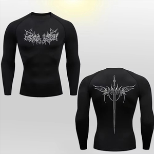 <b>Men</b> Short Sleeve <b>Compression</b> T <b>Shirt</b> Anime Printed Boxing Rash guard Quick Dry Gym Fitness Tight To Stylish UV Sun Protection - Product Image 2