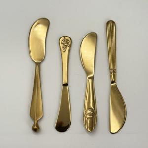 Ensemble de couteaux à fromage portables en acier inoxydable pour usage domestique avec manche en métal, différents designs, finition dorée, couteaux de cuisine - Product Image 2