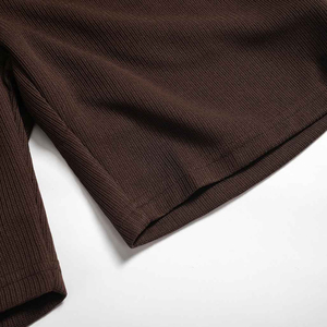 Shorts tissés gris clair pour homme, taille mi-haute, style décontracté, rayures latérales, respirant, 100 % coton, séchage rapide, été - Product Image 6