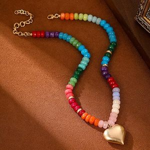 [Necklace-Gold Heart Pendant for <b>Summer</b> Gifting,Natural Stone Jewelry for Women(N004) - Product Image 3