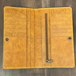 Fabricante de moda Premium Bifold cuero de vaca genuino diseñador Slim Luxury Card Money Holder monedero billetera larga para hombres - Product Image 6