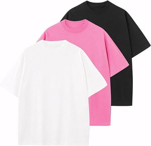 T-shirts vierges 100 % coton épais, blancs unis, personnalisables, pour hommes, coupe oversize, col rond, prix de gros - Product Image 5